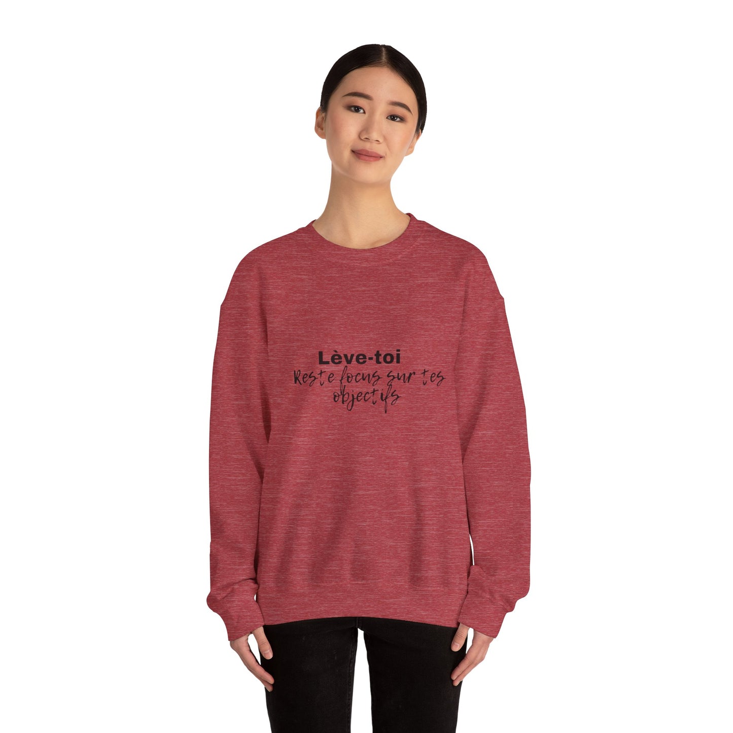 Motivational Crewneck Sweatshirt - "Lève-toi | Reste focus sur tes objectifs"