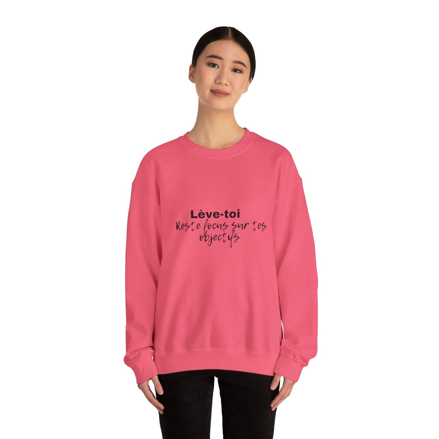 Motivational Crewneck Sweatshirt - "Lève-toi | Reste focus sur tes objectifs"
