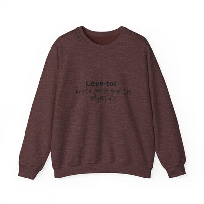 Motivational Crewneck Sweatshirt - "Lève-toi | Reste focus sur tes objectifs"