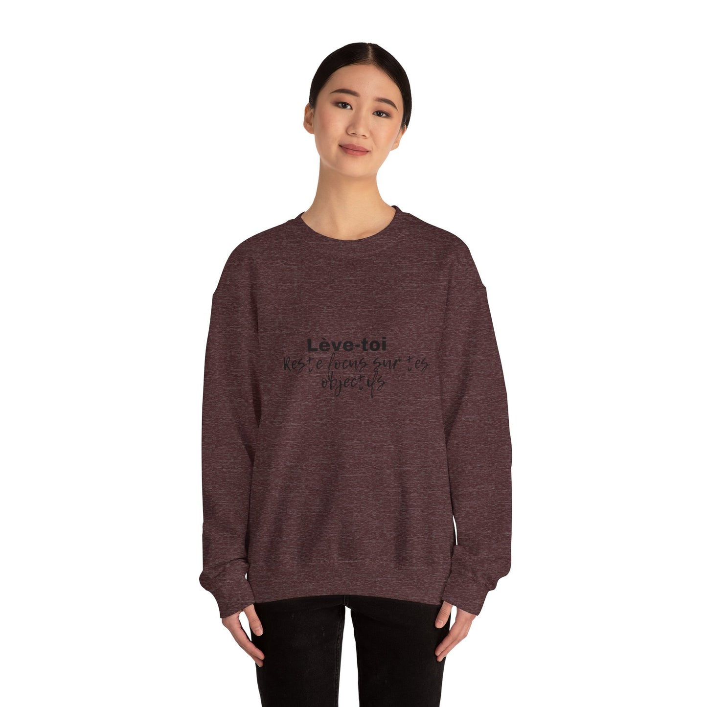 Motivational Crewneck Sweatshirt - "Lève-toi | Reste focus sur tes objectifs"