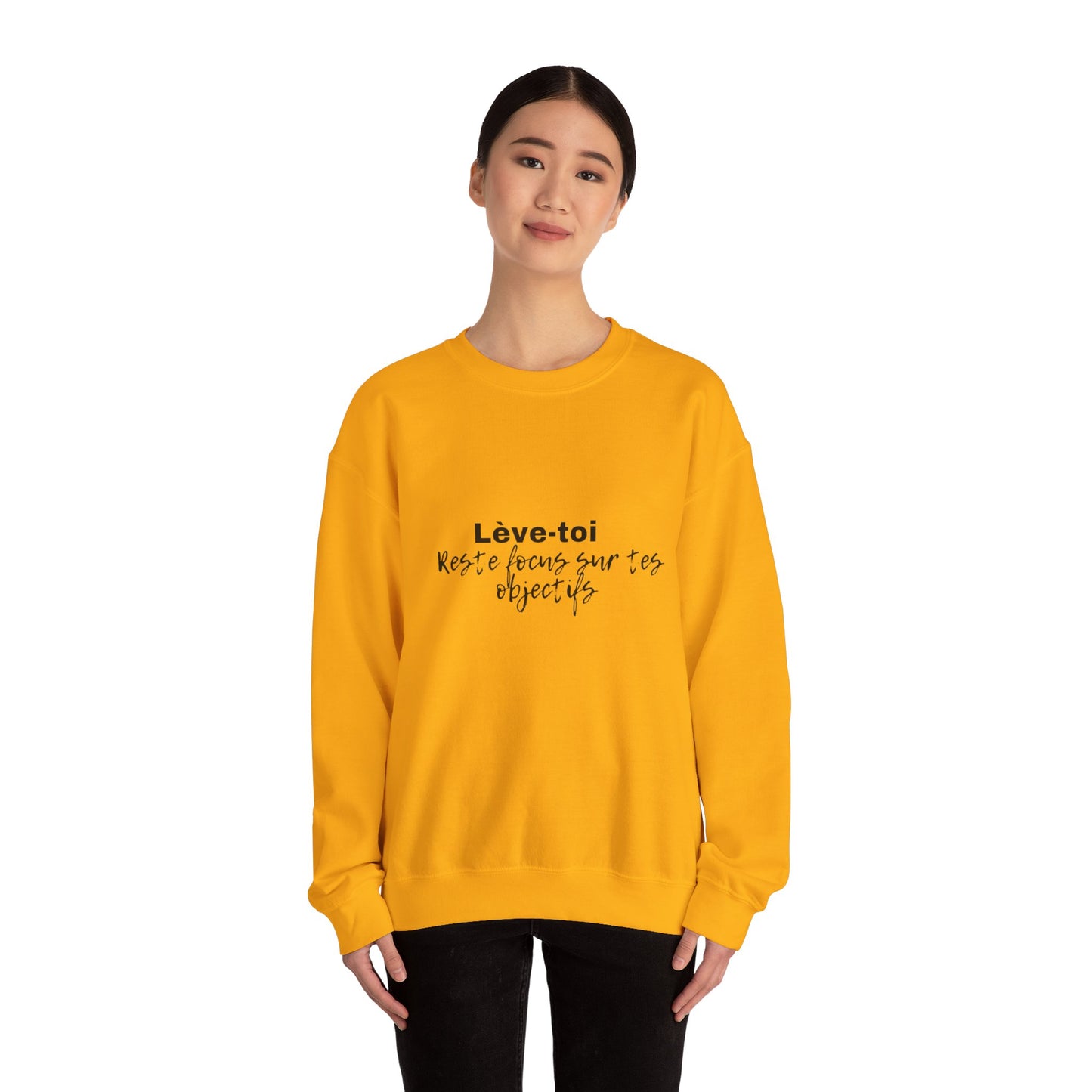 Motivational Crewneck Sweatshirt - "Lève-toi | Reste focus sur tes objectifs"