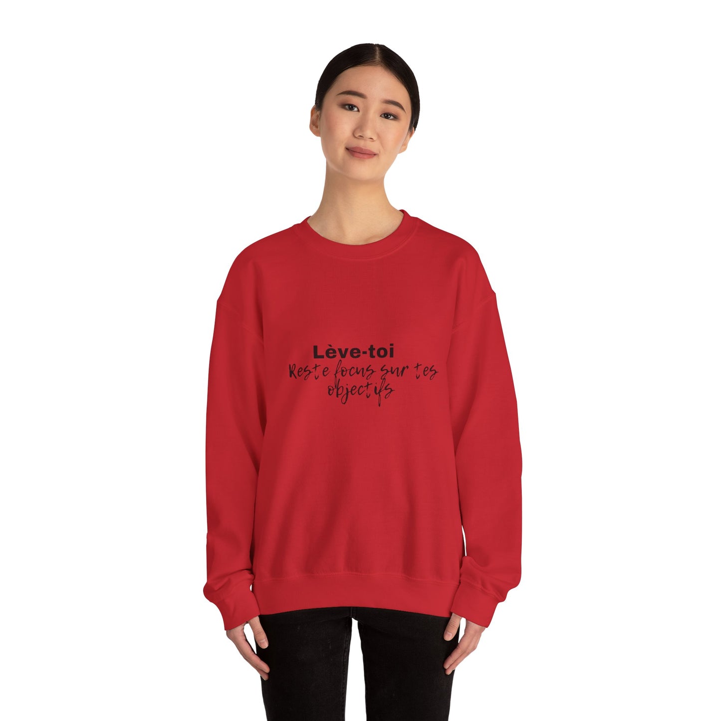 Motivational Crewneck Sweatshirt - "Lève-toi | Reste focus sur tes objectifs"